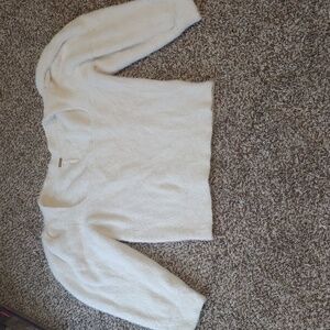 Free People Moonbeam Sweater Fuzzy Cropped Ivory Pullover Women's Size M
